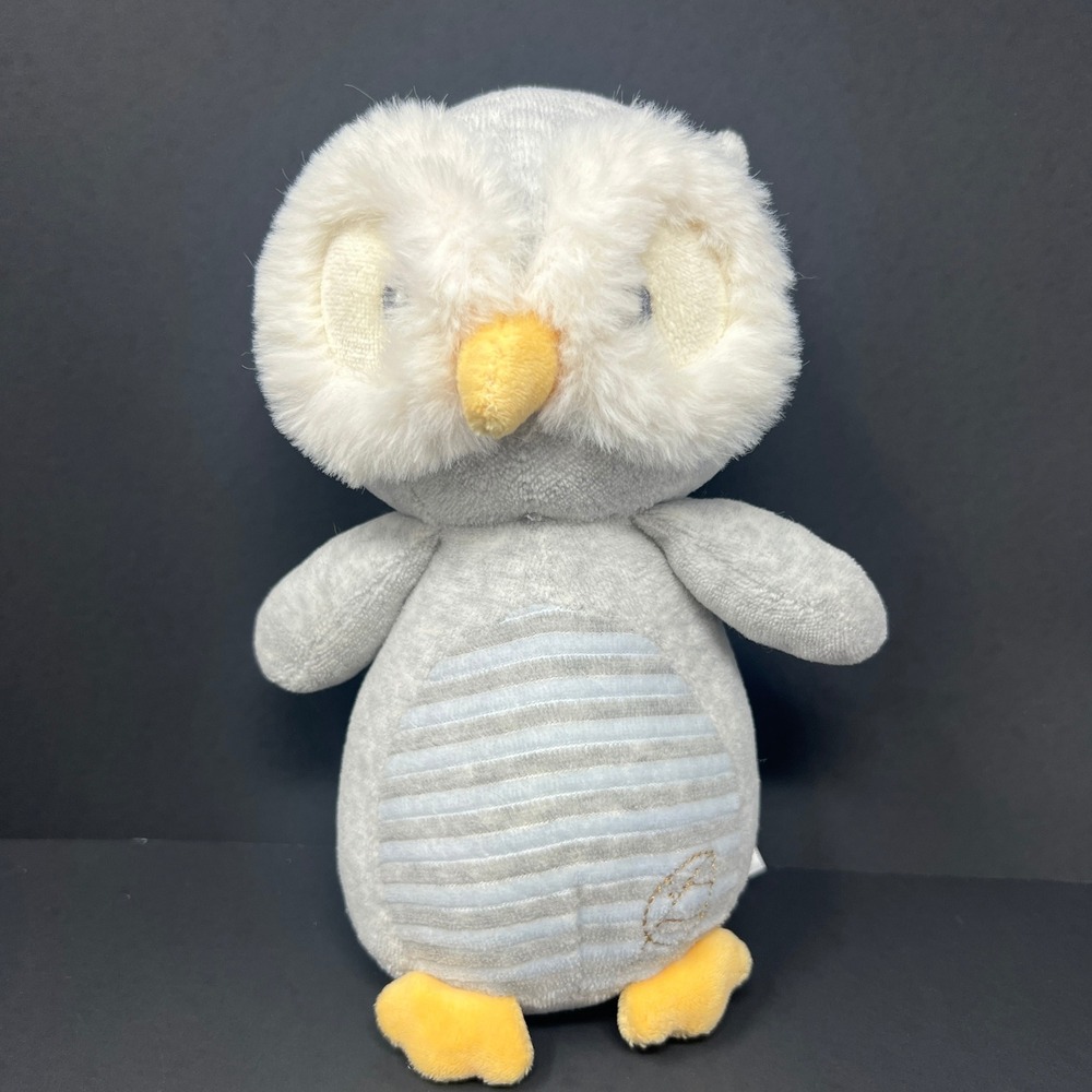 Ebba Owl Plush 8 inch Grey White Embroidered Eyes Soft Stuffed Animal Toy